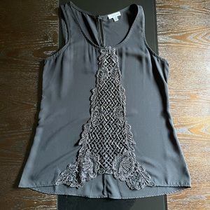 Black with Silver Lace Chiffon Tank